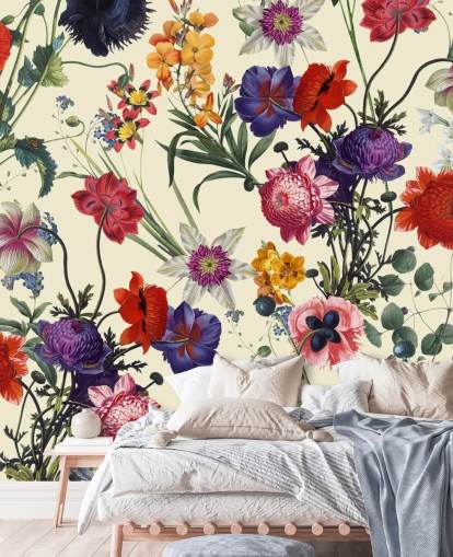 pretty flowers on off white background wallpaper