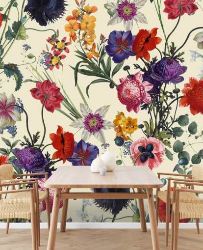 hübsche Blumen auf cremefarbenem Hintergrund Tapete hübsche Blumen auf cremefarbenem Hintergrund Tapete