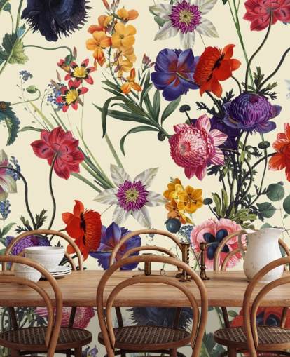 pretty flowers on off white background wallpaper