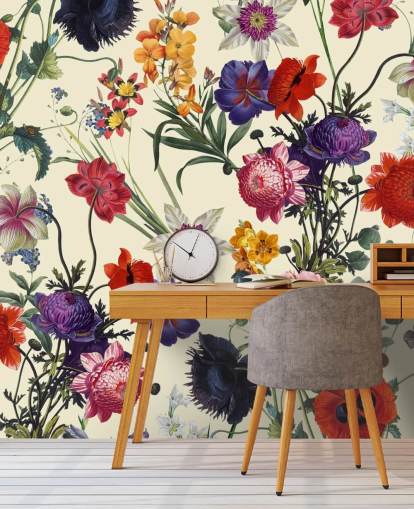 pretty flowers on off white background wallpaper