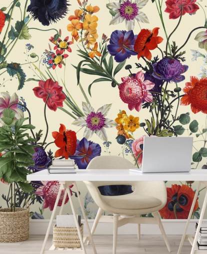 pretty flowers on off white background wallpaper