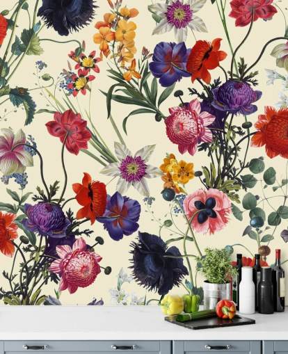 mooie bloemen op gebroken wit achtergrondbehang mooie bloemen op gebroken wit achtergrondbehang