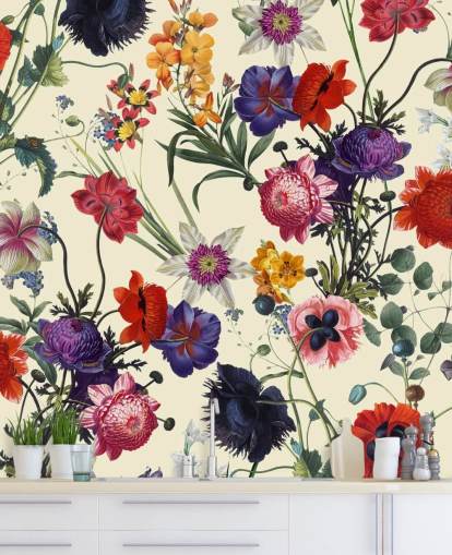 mooie bloemen op gebroken wit achtergrondbehang mooie bloemen op gebroken wit achtergrondbehang