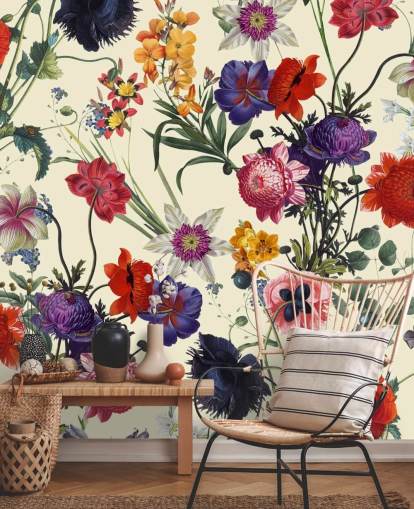 pretty flowers on off white background wallpaper