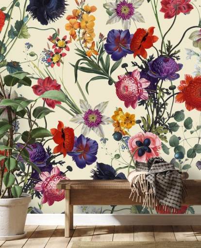 fondo de pantalla de flores bonitas sobre fondo blanco roto