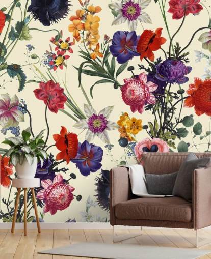 pretty flowers on off white background wallpaper