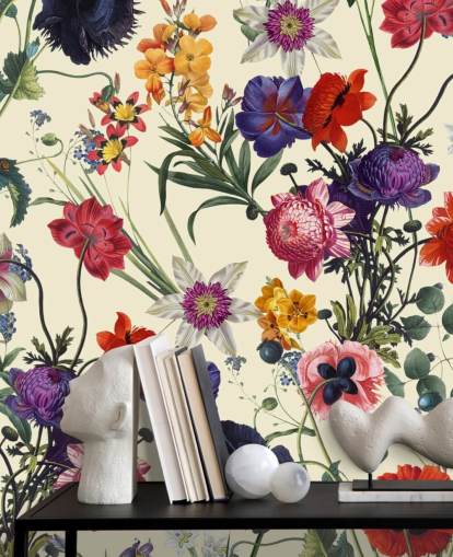 pretty flowers on off white background wallpaper