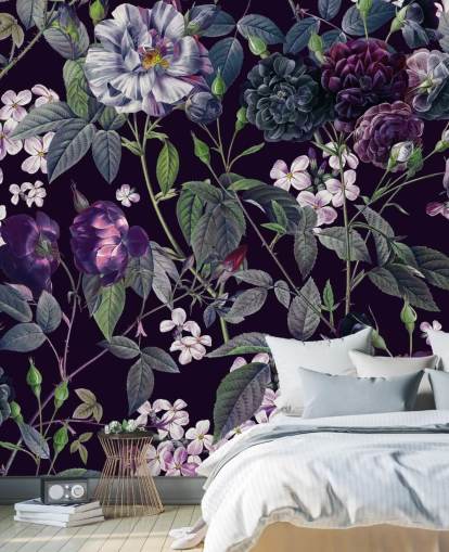 papel pintado floral púrpura oscuro papel pintado floral púrpura oscuro