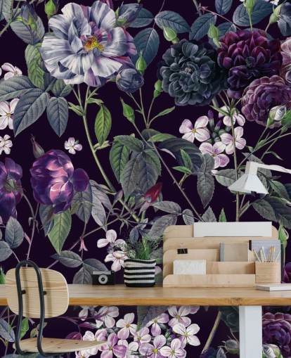 mørk lilla floral tapet mørk lilla floral tapet