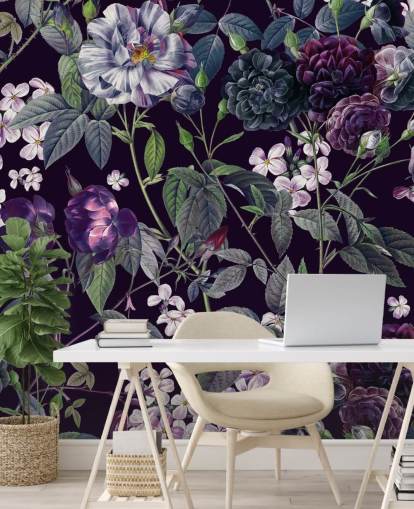 papier peint à fleurs violet foncé