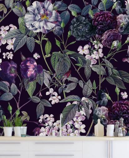 papel pintado floral púrpura oscuro