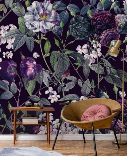 mørk lilla floral tapet mørk lilla floral tapet