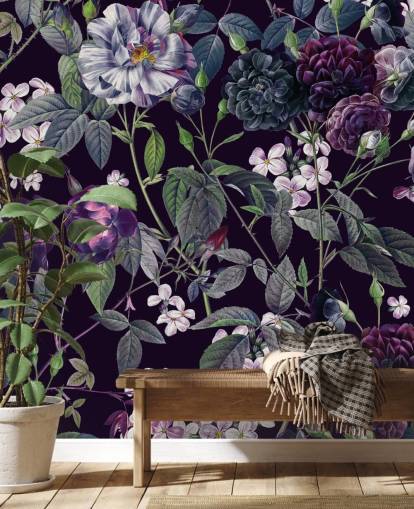 papier peint à fleurs violet foncé