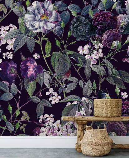 dark purple floral wallpaper