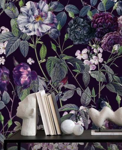 papier peint à fleurs violet foncé