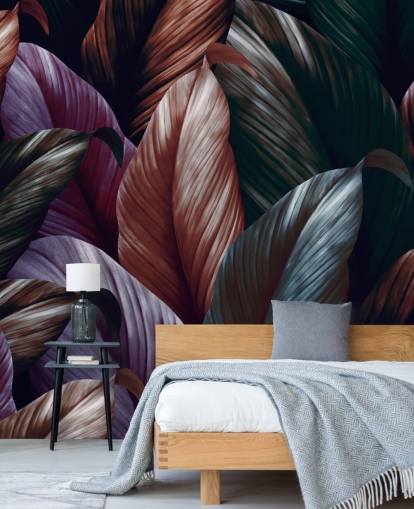 papel pintado de hojas púrpura oscuro