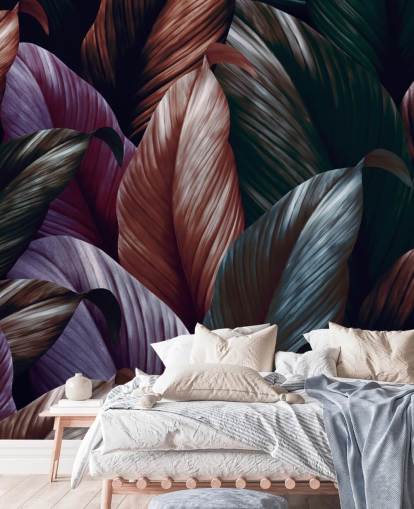 papel pintado de hojas púrpura oscuro