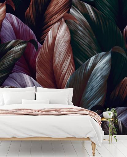 papel pintado de hojas púrpura oscuro