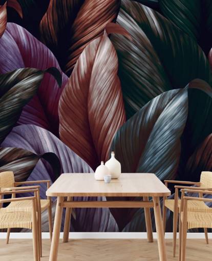 papier peint feuilles violet foncé