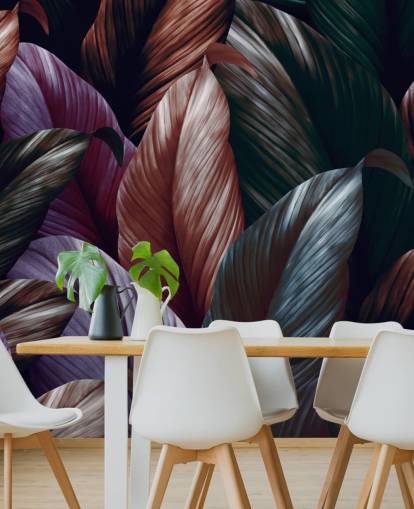 papel pintado de hojas púrpura oscuro