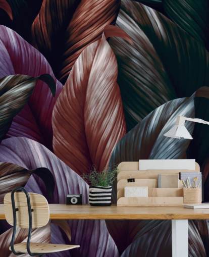 carta da parati foglie viola scuro