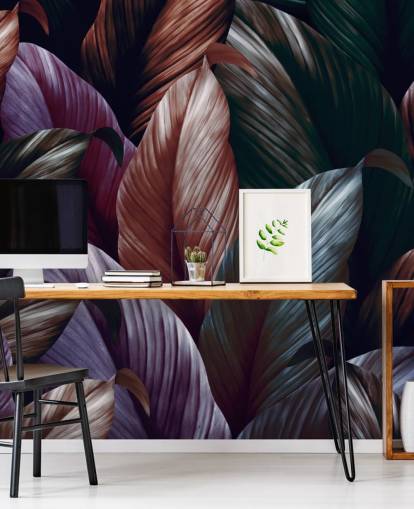 papel pintado de hojas púrpura oscuro