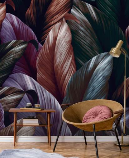 papel pintado de hojas púrpura oscuro