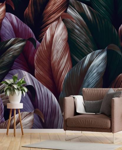 papel pintado de hojas púrpura oscuro