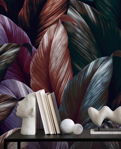 papier peint feuilles violet foncé