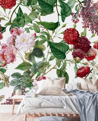 rød og lyserød blomst tapet