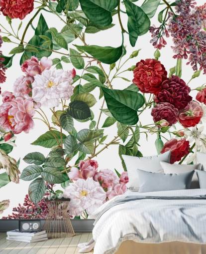 rood en roze bloemenbehang rood en roze bloemenbehang