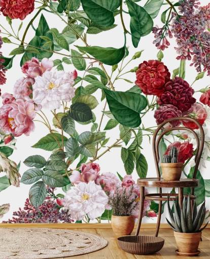 papel pintado de flores rojas y rosas