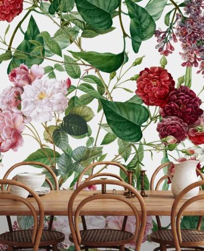 papel pintado de flores rojas y rosas