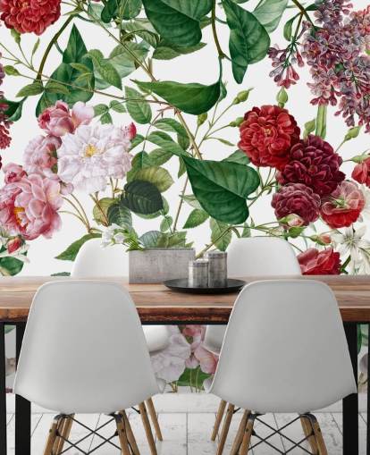 rood en roze bloemenbehang