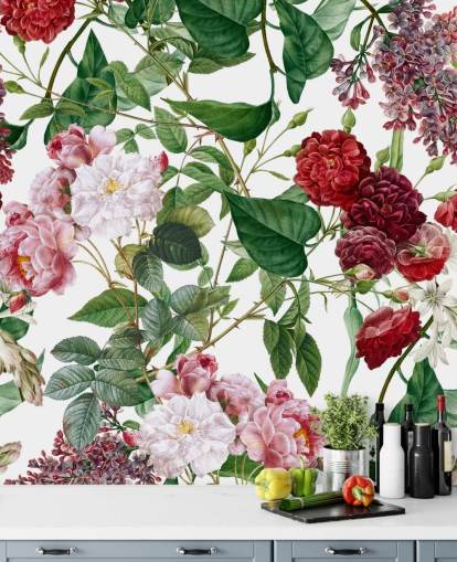 röd och rosa blomma tapet