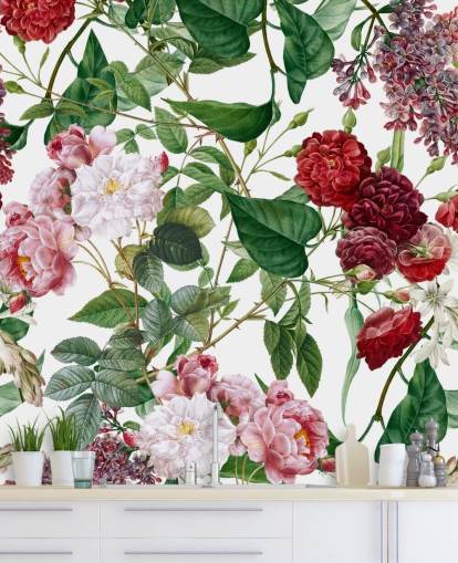 papel pintado de flores rojas y rosas