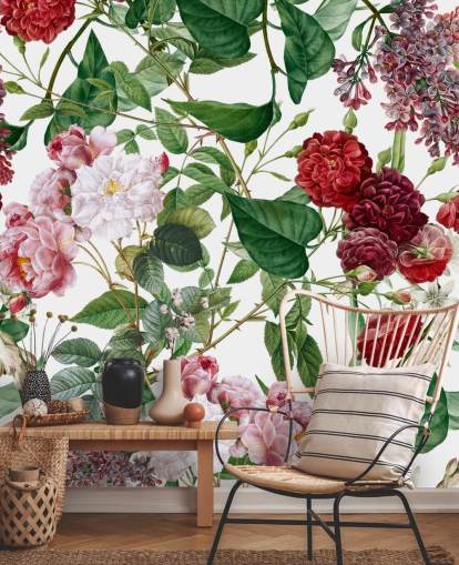 rote und rosa Blumentapete