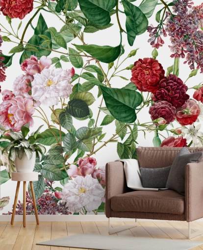 papel pintado de flores rojas y rosas papel pintado de flores rojas y rosas