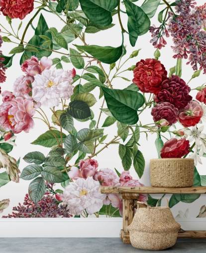 rood en roze bloemenbehang rood en roze bloemenbehang