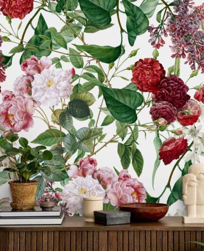 papel de parede flor vermelha e rosa