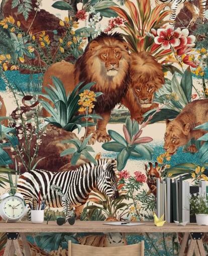 safari animals and tropical plants wallpaper safari animals and tropical plants wallpaper