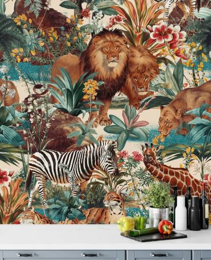 animaux de safari et plantes tropicales fond d'écran animaux de safari et plantes tropicales fond d'écran