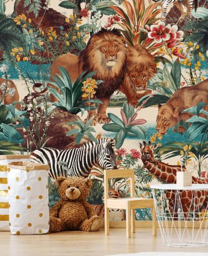 safari animals and tropical plants wallpaper safari animals and tropical plants wallpaper