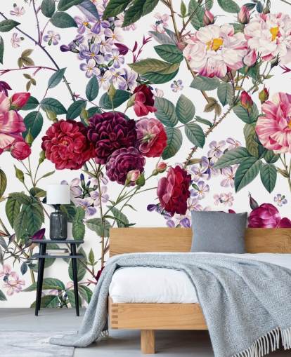 papel pintado de rosas y hojas sobre fondo blanco papel pintado de rosas y hojas sobre fondo blanco