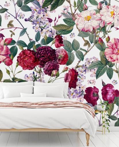 roses and leaves on white background wallpaper