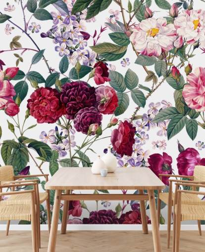 roses and leaves on white background wallpaper