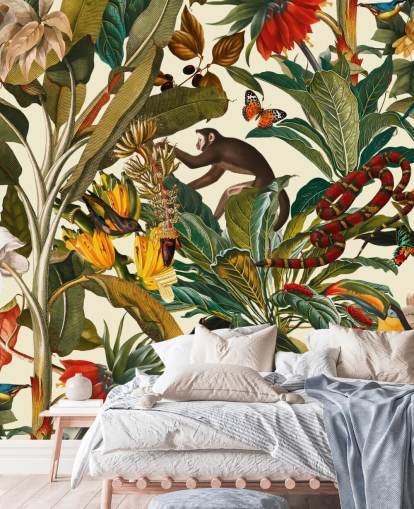 papier peint plantes et animaux de la jungle