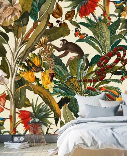 papier peint plantes et animaux de la jungle