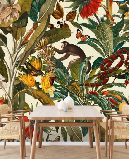 papier peint plantes et animaux de la jungle