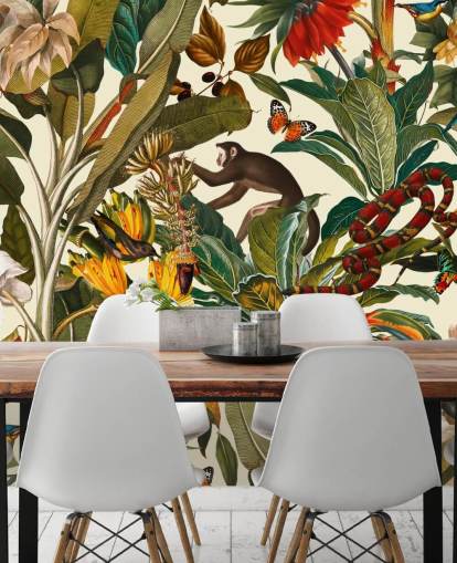 papier peint plantes et animaux de la jungle